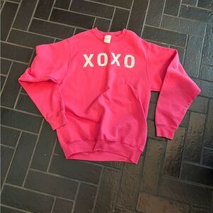 Pink XOXO Graphic Sweatshirt Valentine Cozy Crewneck Y2K Style Small